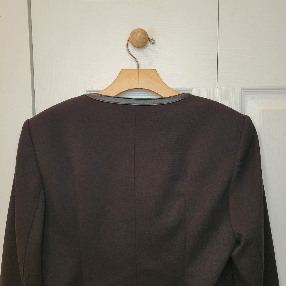 Calvin Klein Black Blazer Lined w/ Leather Size 10 - Picture 5 of 7